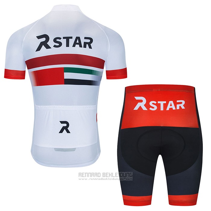 2021 Fahrradbekleidung R Star Wei Rot Trikot Kurzarm und Tragerhose - zum Schließen ins Bild klicken